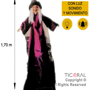 MUECA BRUJA FUCSIA Y NEGRO CON LUZ Y SONIDO 200 CM HALLOWEEN X 1